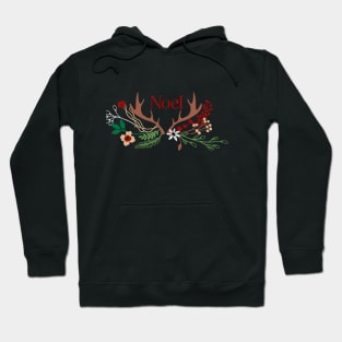 Noel Rustic, Antler Christmas Design Hoodie